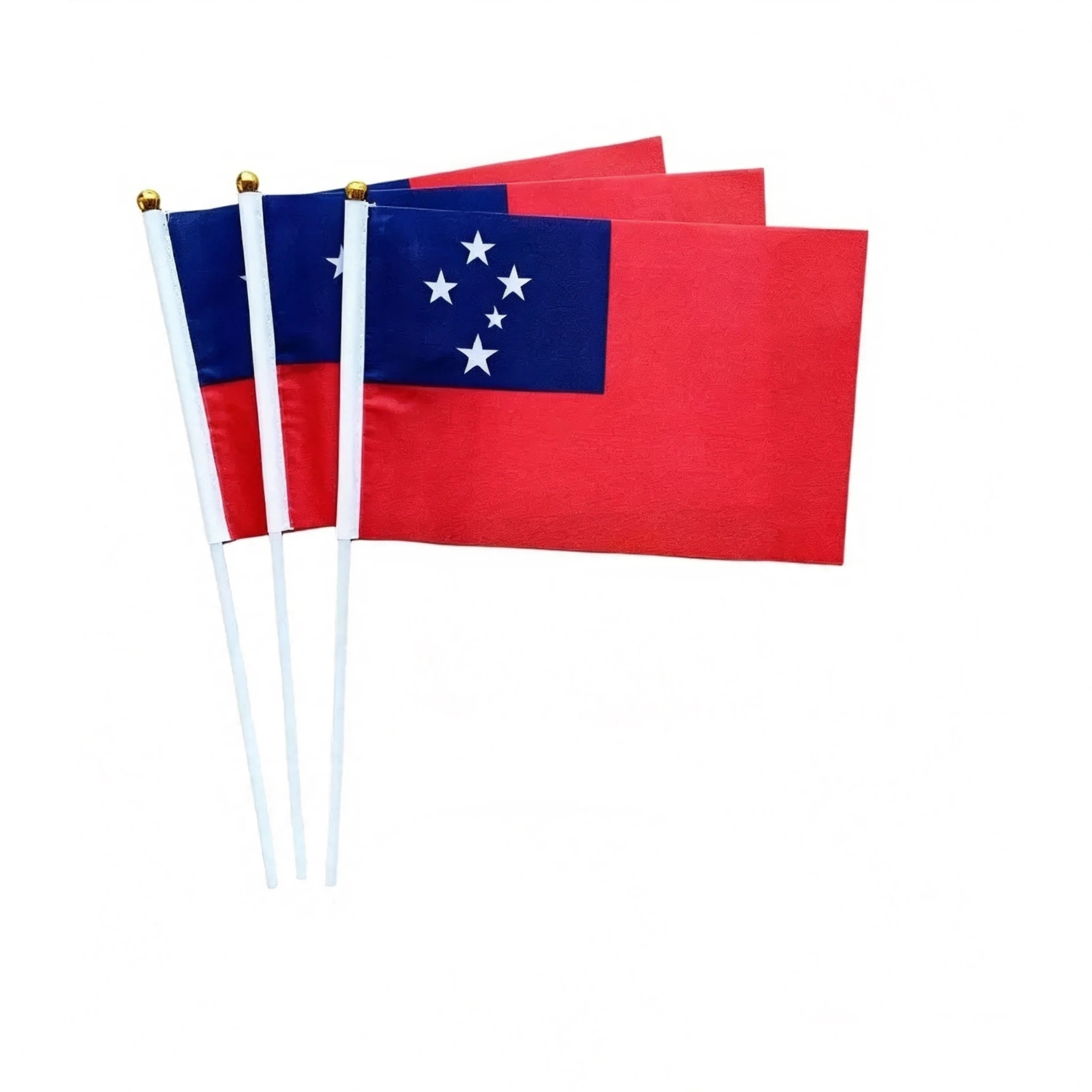 Samoa hand flag, 14x21cm plastic flagpole, used for waving flags during Christmas decoration activities