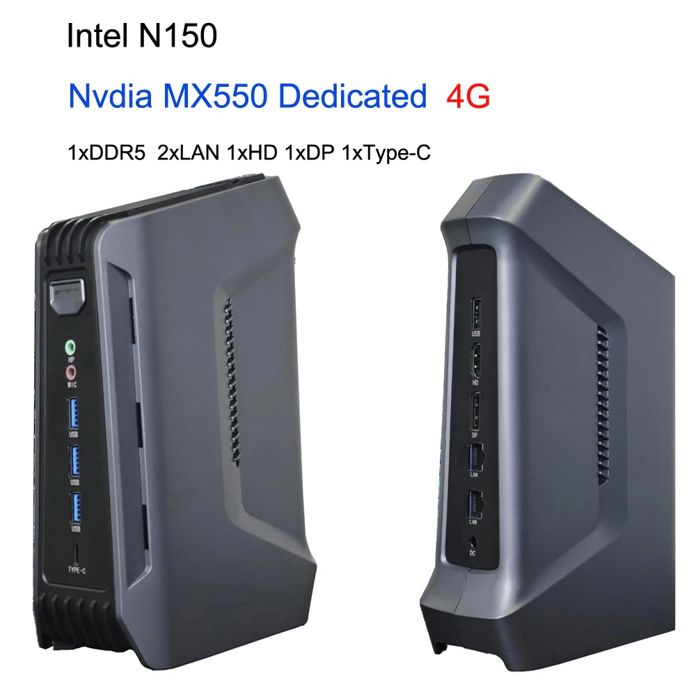 Intel N150 Dedicated Mini PC with Nvdia MX550 4G GDDR6 Gaming Office Desktop Computer 1xHD 1xDP 1xType-c 2xLAN Windows 11