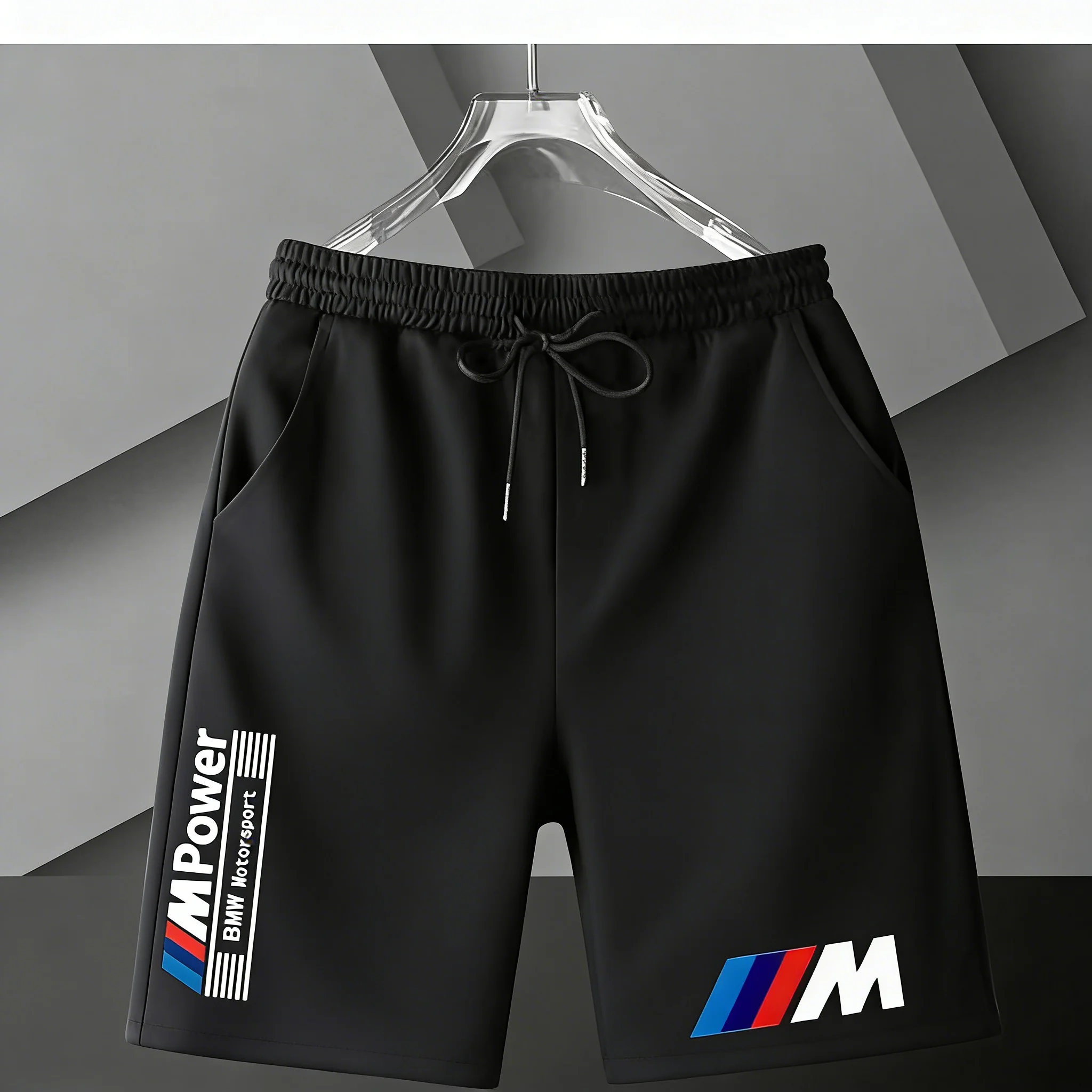 

BMW Y2k Print Shorts Men Summer Casual Streetwear Gym Fitness Sports Five-point Pants Elastic Waist Loose Comfort Daily Bottoms