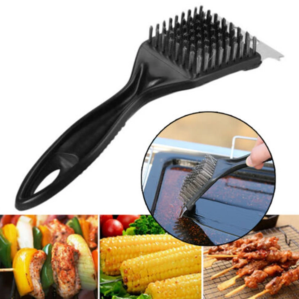 1 Pcs Wire Brush 20cm X 7.2cm BBQ Tools Cast Iron Metal Grill Plastic Stainless Steel Wire Brush Stainless Steel