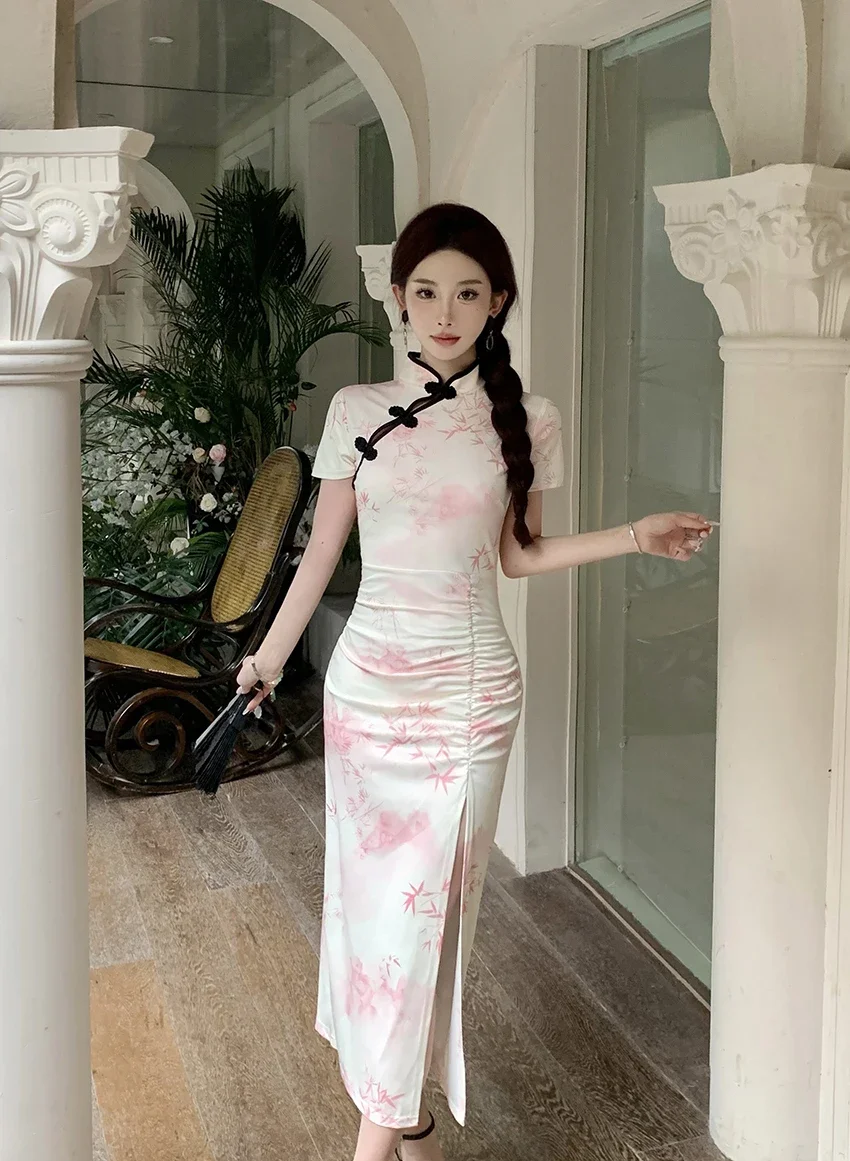 Women's High-end Feel Retro Style Bodycon Dress, Modified Version Tulle Cheongsam, Modern Fashion, Young Women, New Arrival