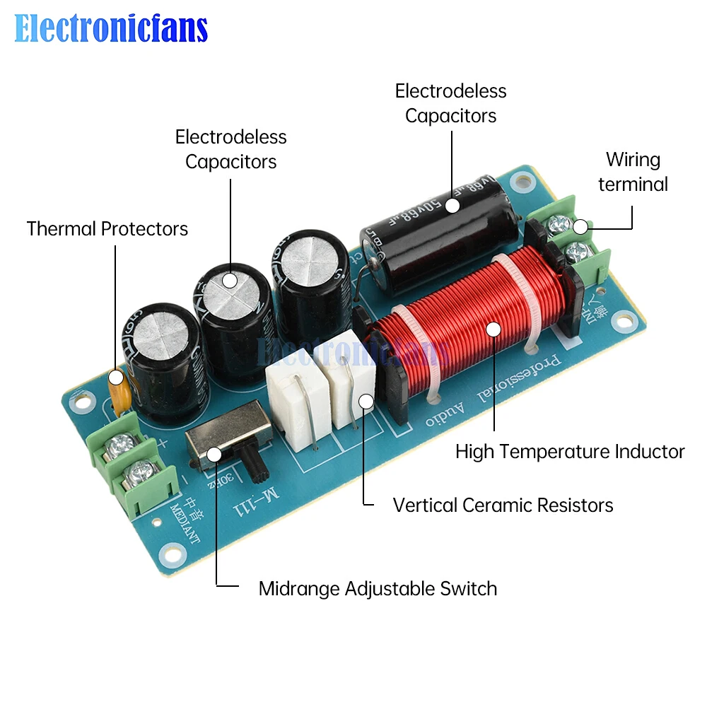 Frequency Adjustable 750-2000Hz 150W HiFi Pure Midrange Crossover Car Audio Speaker Modification Crossover Amplifier