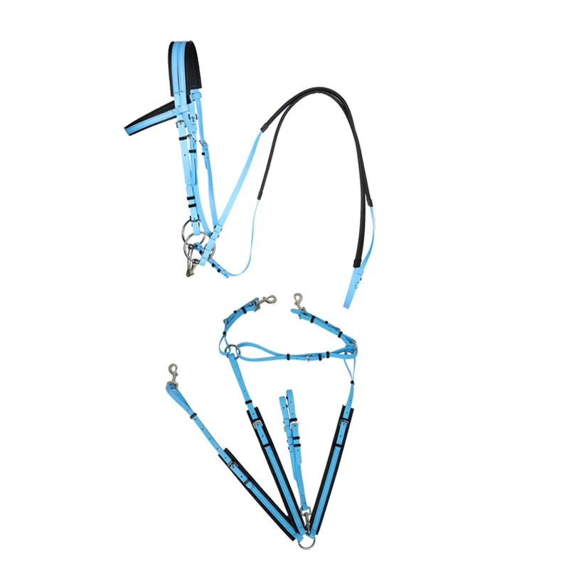 PVC Endurance Bridle & Reins with Horse Bit, Adjustable Halter for Full & Pony Size, Equestrian Tack