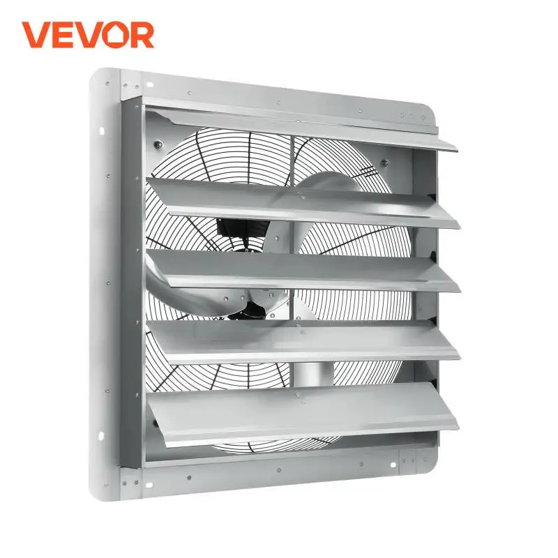 VEVOR Shutter Exhaust Fan Aluminum Wall Mount Attic Fan w/ AC-motor Ventilation Cooling for Greenhouses Garages Sheds Shops FCC