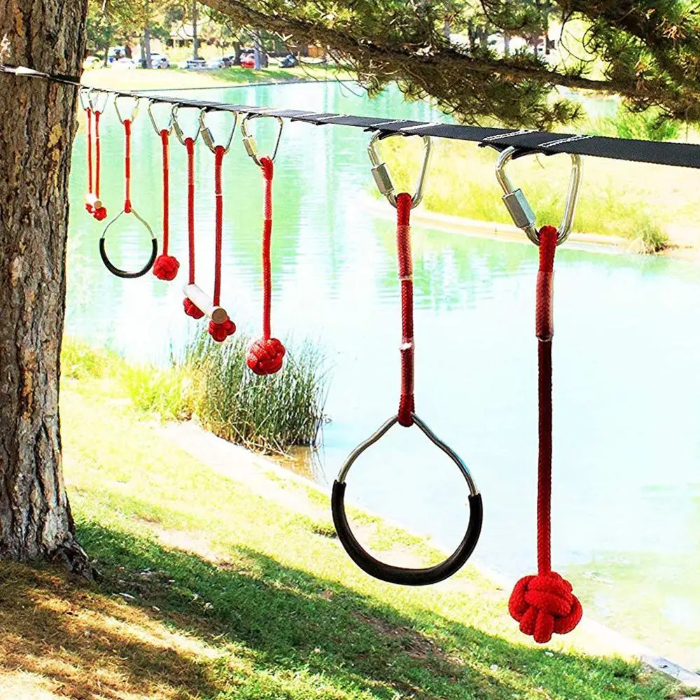 Children's Ninja Rope Obstacles Sling, Training Equipment, Ring Monkey Pole, Outdoor Physical Combination, Slackline Bar Kit