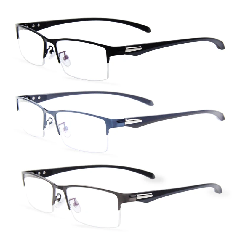 

3 Pack Blue Light Blocking Reading Glasses for Men, Stylish Half Frame Metal Computer Readers,Magnifying Presbyopic Eyeglasses