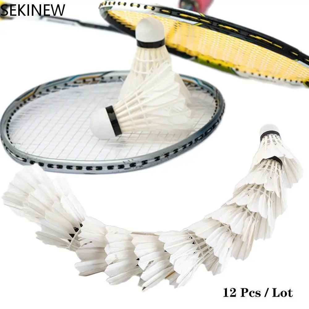 

For Sports Elastic Game Fitness Outdoor Cork Shuttlecock Goose Feather Badminton Balls 12 Pcs