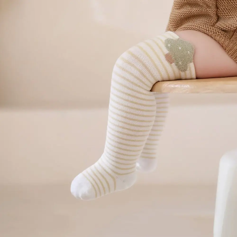 3Pairs Sweet Long Tube Calf Socks Baby Cotton Stripe Infant Cotton Stockings Toddle Cute Animals Cartoon Above Knee Socks Girls