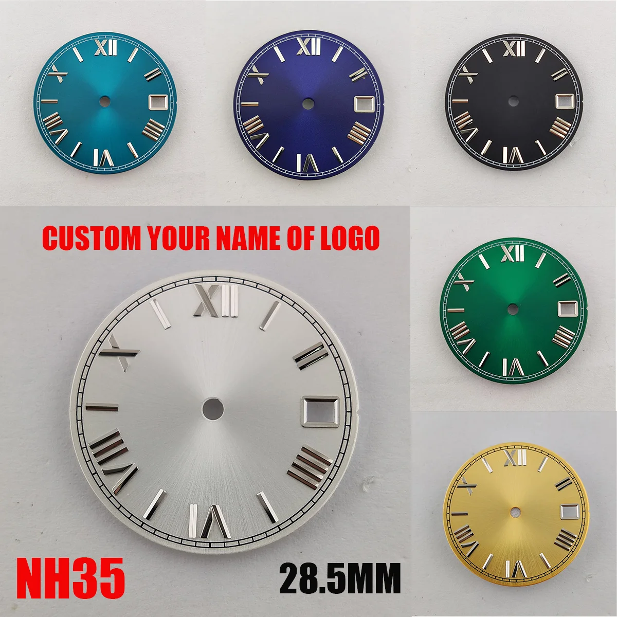 28.5mm Dial NH35 dial custom logo dial Roman Numeral Dial Suitable For NH35 NH36 Movement Watch Accessories Maintenance Dial