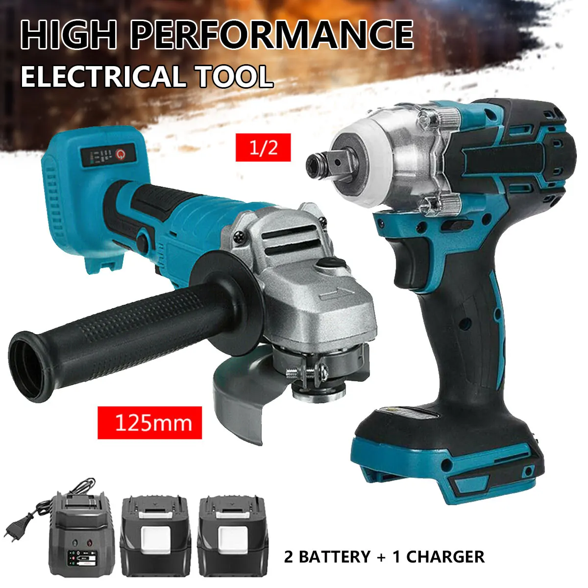 

125mm (US standard) Two Batteries And One Charge Brushless Electric Angle Grinder Multi-functional Wrench