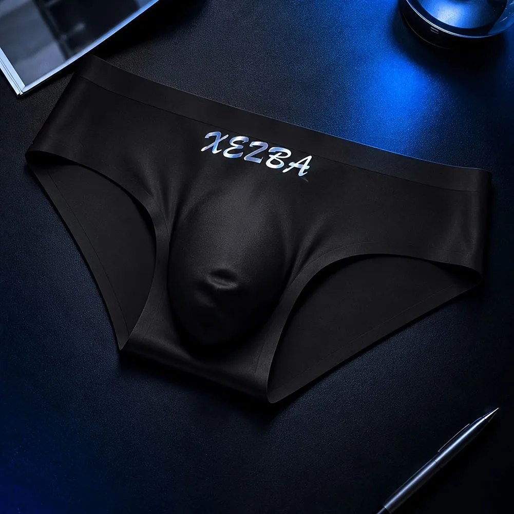 Men Smooth Glossy 3D Pouch Briefs Underwear Seamless Breathe Low Waist Underpant Sexy Ultrathin Seamless Breathable Panties