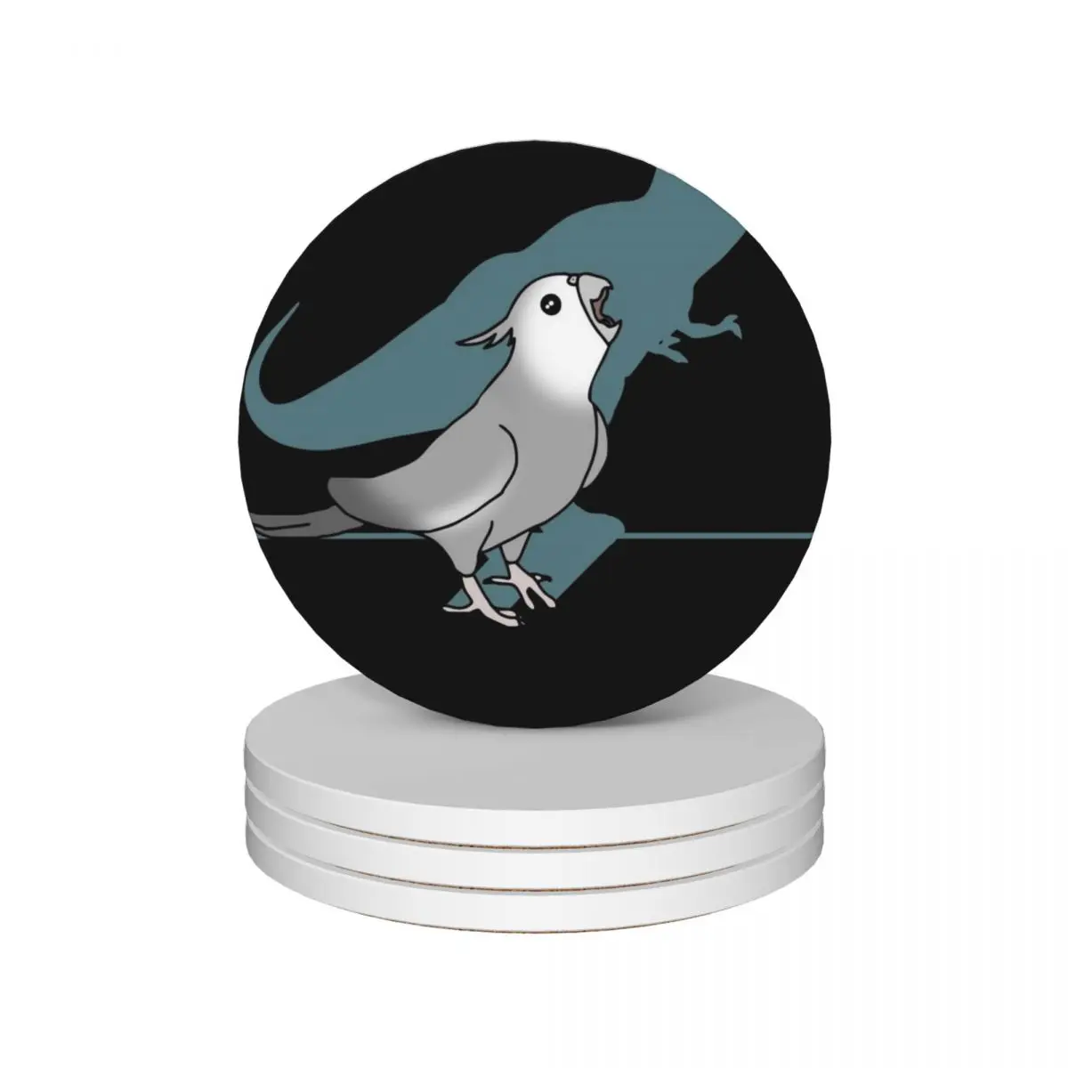 

T-rex white faced grey cockatiel Ceramic Coasters (Set of 4) christmas cute kitchen supplies Coasters