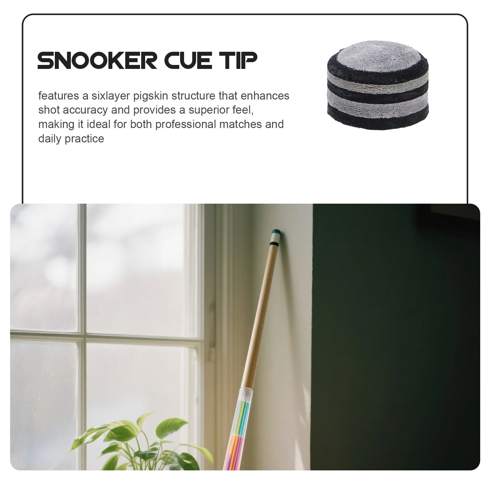 Puntas para tacos de billar de seis capas, cabezal de palo de billar laminado de piel de cerdo de repuesto, puntas duraderas para tacos de billar de 10mm, pegamento