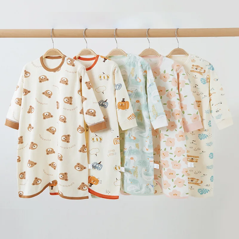 

Children Baby Boy Girl Sleepwear Autumn Long Sleeve Cartoon Printed Cotton Nightgowns Infant Todder Sleep Dress Homewear Pajamas