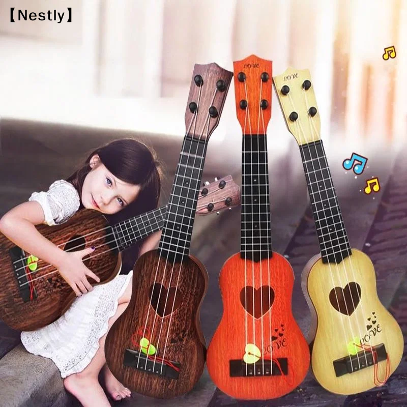 1 unidad de guitarra educativa para niños de 26/35cm, instrumento musical de 4 cuerdas con palas que simulan el juguete musical Yukrili〔Nest〕