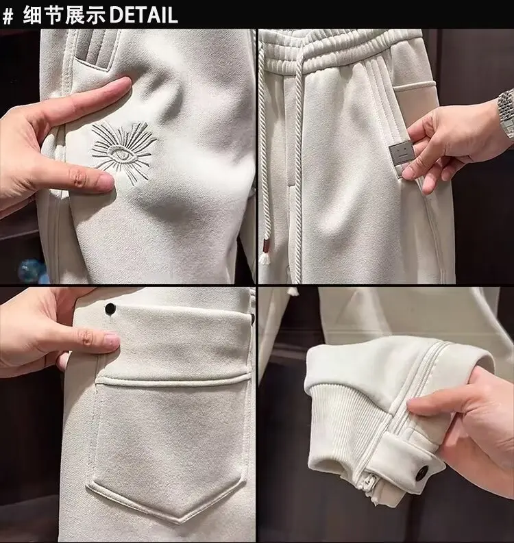 Men\'s Sweatpants Solid Loose Fit Mens Sweatpant Autumn Fashion Khaki Joggers Pants Unisex Elastic Waist Track Male Trouser 2025