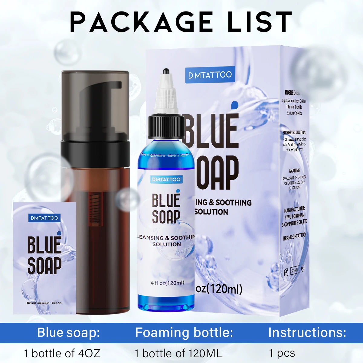 30/120ML Tattoo Blue Soap Cleaning & Soothing Solution Full Set Tattoo Studio Eyeliner Lip Eyebrow Supply Accessories