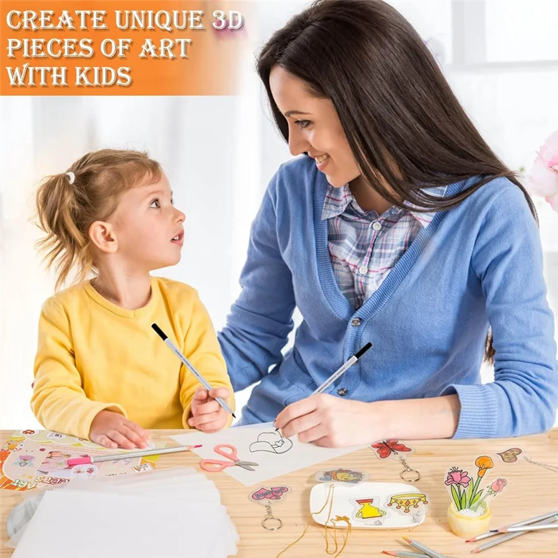 ورق فني منكمش، 50 قطعة من أوراق البلاستيك المنكمشة لسلاسل المفاتيح والأطفال Art Craft Markingab13 #1