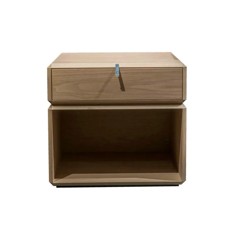 

#Italian Minimalist Single Draw Solid Wood Bedside Table Swivel Feature Walnut Nightstand Cabinet for Bedroom Designer Storage