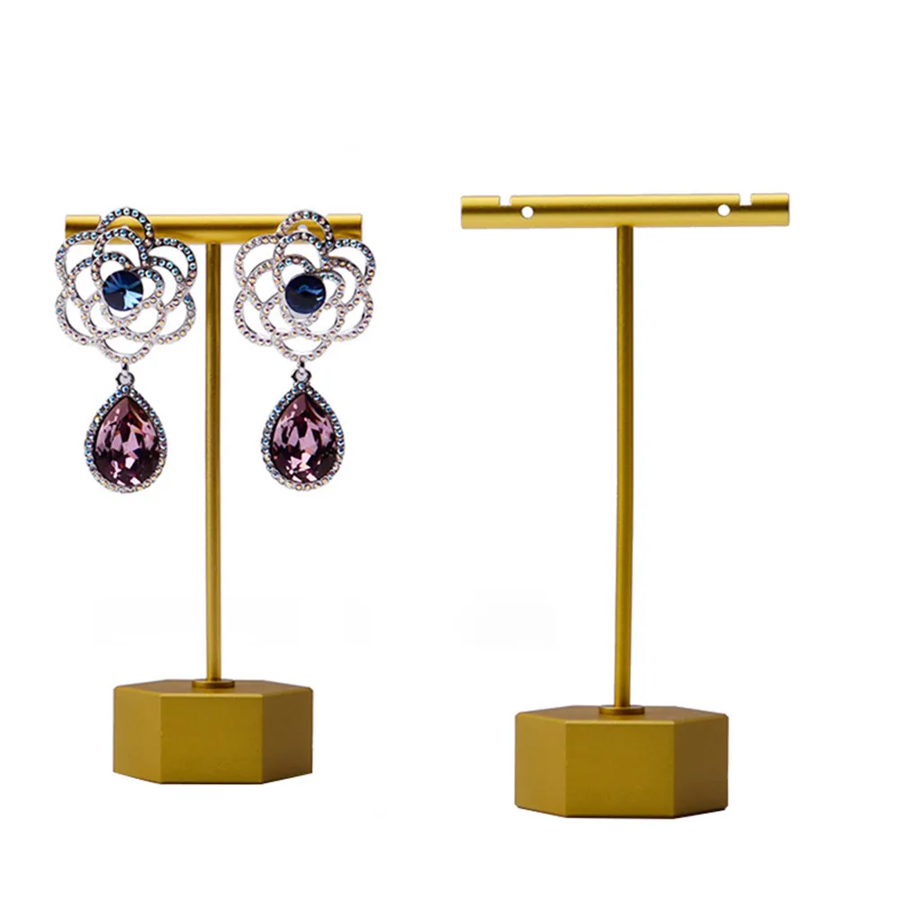 

Металлическая подставка для серег с шестиугольным основанием, органайзер для демонстрации и хранения ювелирных изделий: колец, ожерелий, браслетов, для туалетного столика