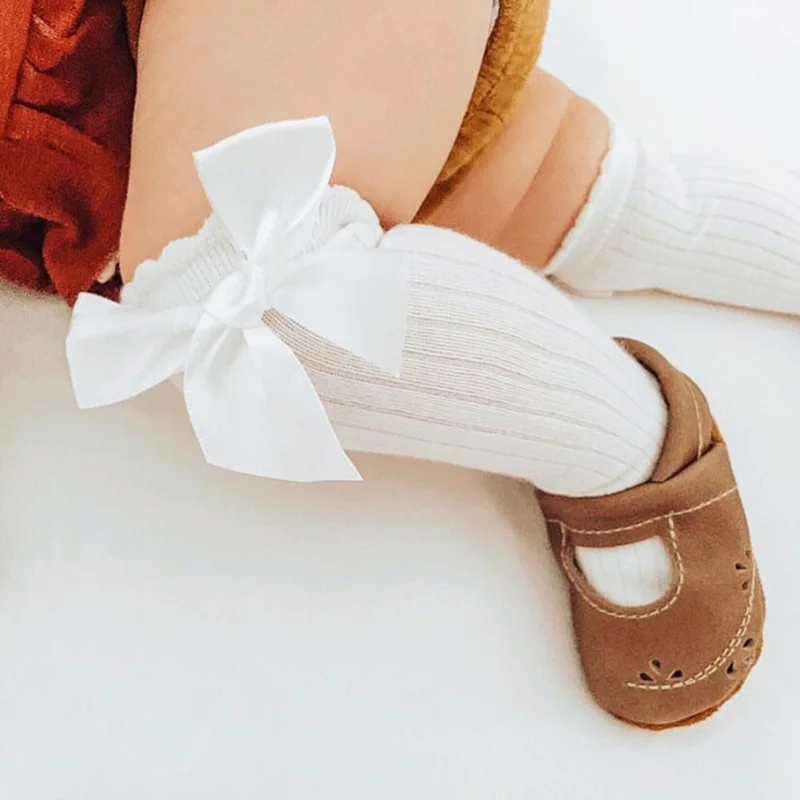 Baby Girl Accessories Infant Socks Spring Autumn New Big Bow Cotton Socks Kids Children Knee High Stocking Toddler Boy Clothes