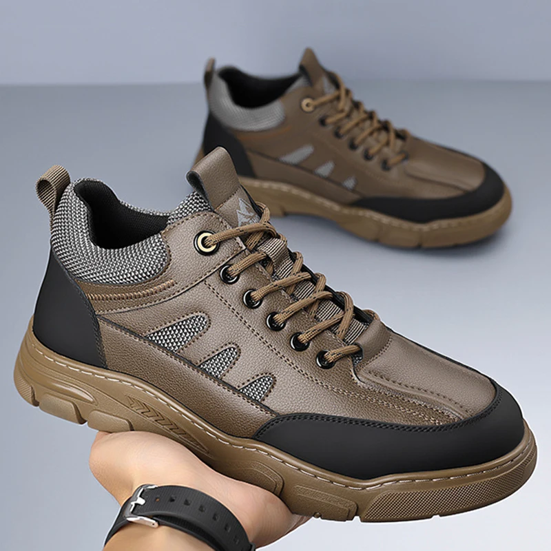 

Autumn Men's Hiking Shoes PU Leather Outdoor Shoes Wear-resistant Men Trekking Walking Hunting Tactical Sneakers Military Boots