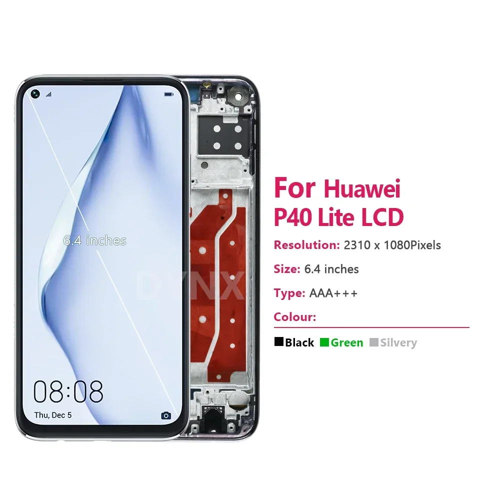 NWE Super AMOLED Display For Huawei P40 Lite LCD Touch Screen Digitizer Assembly With Frame Display Replacement For P40 Lite LCD