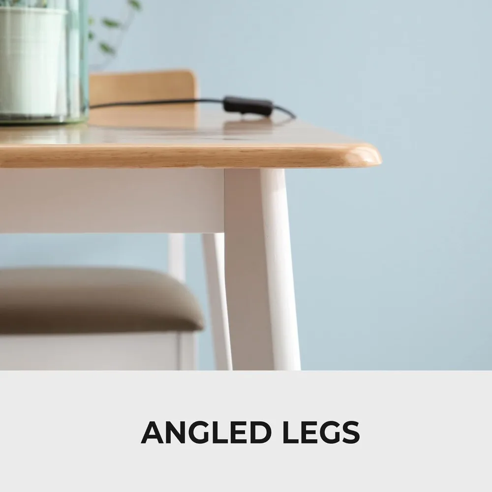 โต๊ะรับประทานอาหารไม้แคนเบอร์รา 27.6 นิ้ว/โต๊ะครัวไม้โอ๊คมาเลเซียสไตล์โมเดิร์นยุคกลาง (สีขาวธรรมชาติ)  เฉพาะโต๊ะเท่านั้น