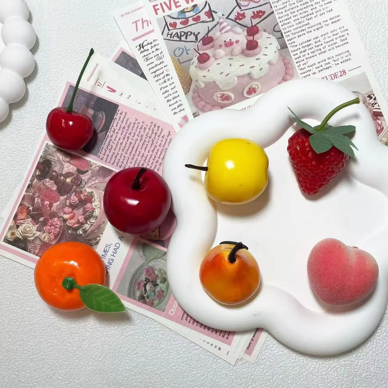Simulated fruit refrigerator sticker for home magnetic decorative hole board with iron magnet