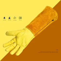 Deerskin Long Tube Gardening Gloves Rose Pruning Thorn-resistant Long Leather Gloves Work Welding Protective Garden Gloves