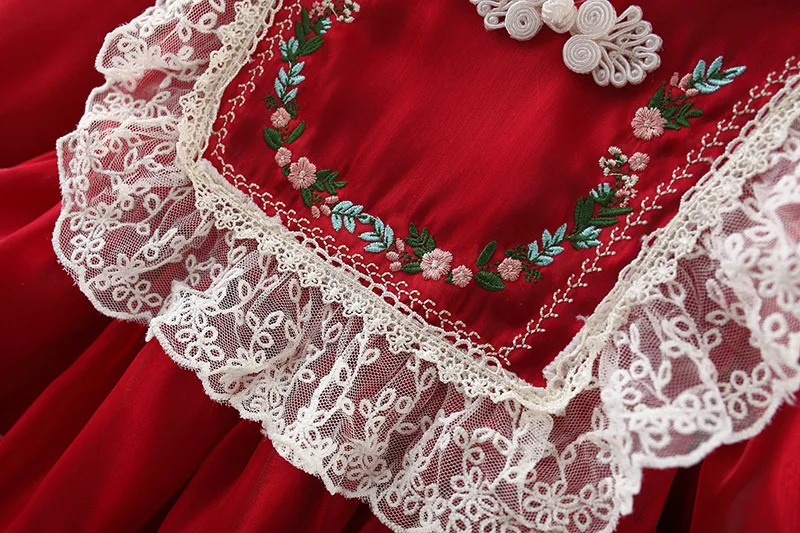 Herbst Winter Baby Mädchen Gericht Kleider Langarm Kinder kleidung Spitze europäischen und amerikanischen Stil Kinder kostüm 0 bis 3 Jahre – Detail 8