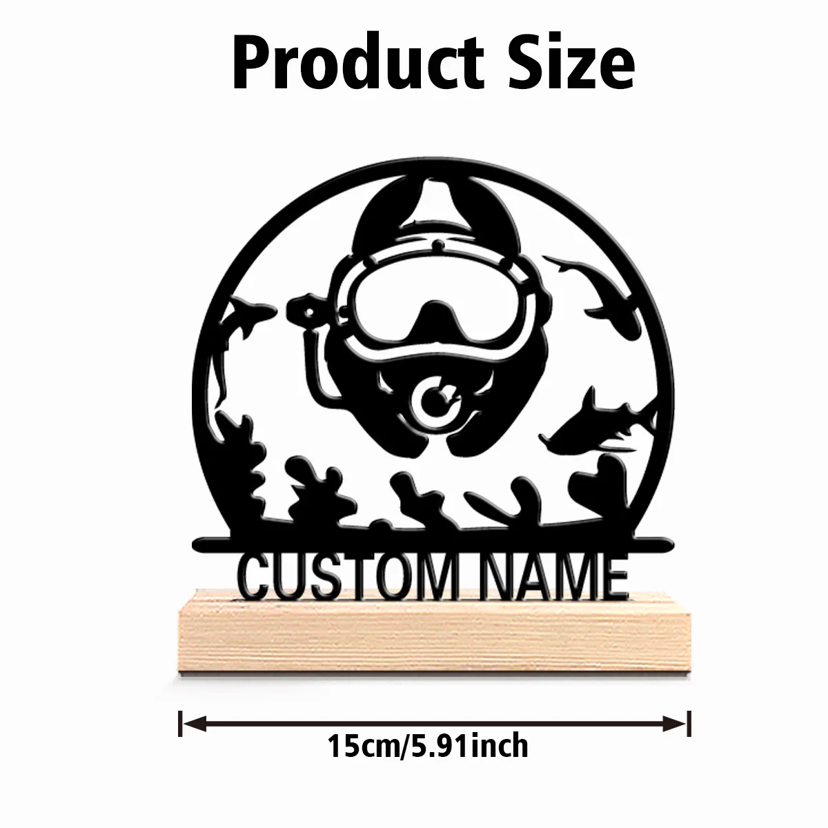 1pc Terror Personalized Custom diving Metal Statues Mystical Nightlight for Bedrooms Wooden Base Unique Gift for Astronomy Fans