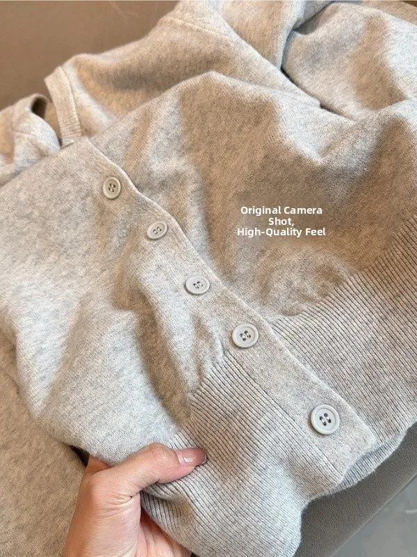 Vielseitige schlankmachende gestrickte offene Strickjacke für Damen, Faion 2025, Herbst-Winter, neue kleine Oberbekleidung, weiche Baumwolle, lang, Sve