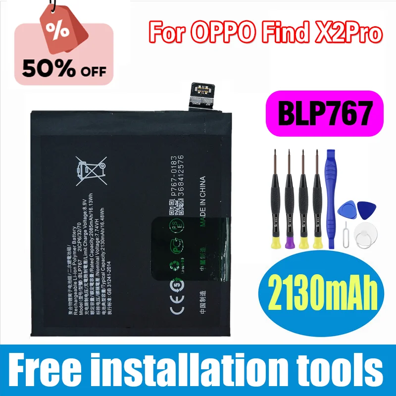 

High-Quality BLP767 Replacement Battery for OPPO Find X2Pro X2 Pro Brand-New Phone Batteries + Free Tools