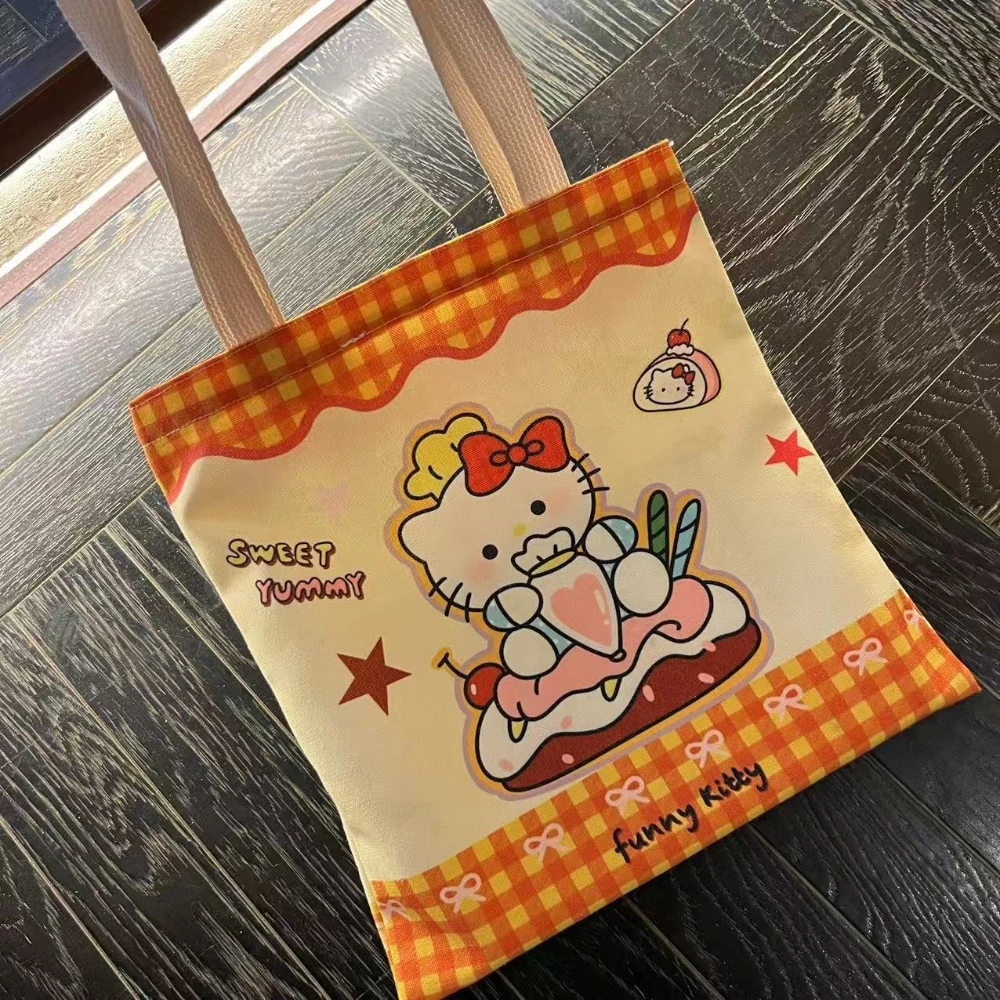 

Cute canvas handbag Hello Kitty Women's Clutch Kawaii Makeup Bag Cosmetics Storage Pouch cartoon print Portable Women's Clutch