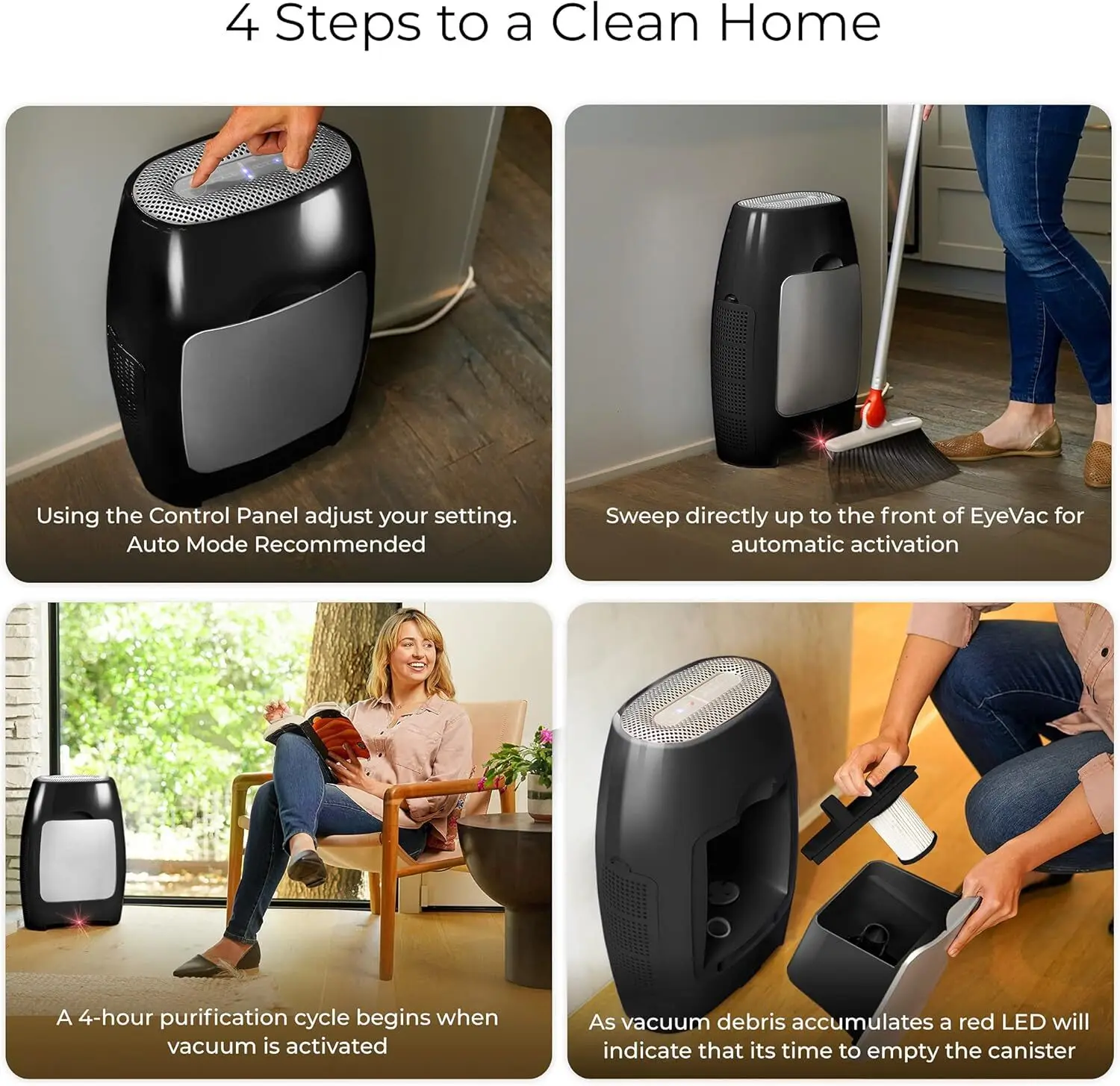 Home Air 2-in-1  Air Purifier &  Vacuum Automatic Dustpan - Ultra Fast & Powerful - Covers 600 Sq ft - Corde