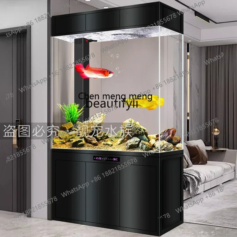 X  Fish tank partition screen household  floor-to-ceiling entrance ecological water-free bottom filter large glass aquarium