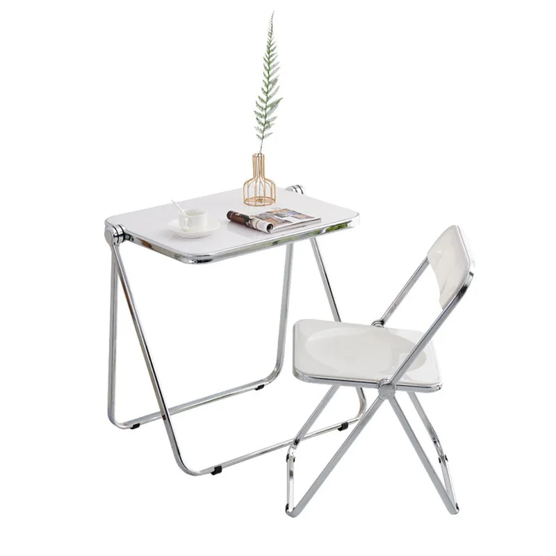 Folding table and chair ins transparent portable acrylic creative simple home office learning a set