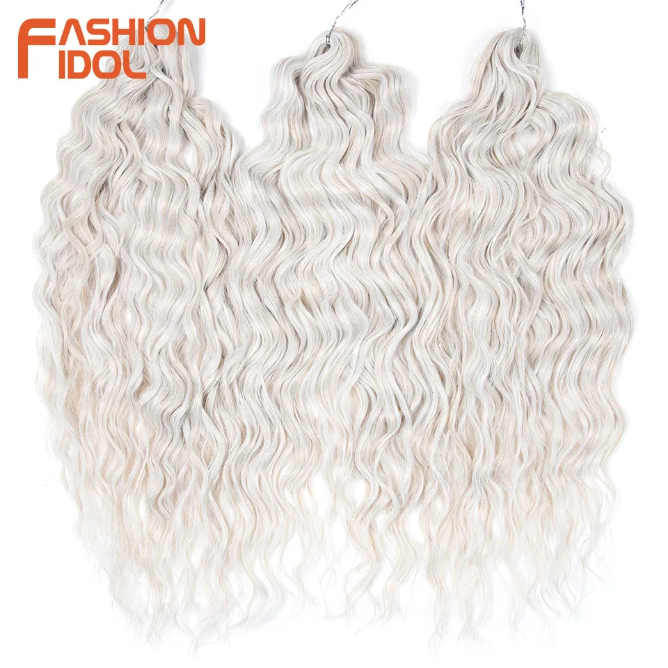 FASHION IDOL 24 Zoll Deep Wave Kunsthaar zum Flechten, Ombre Blonde Twist Crochet Lockenhaar für Alltag & Cosplay – Detail 12