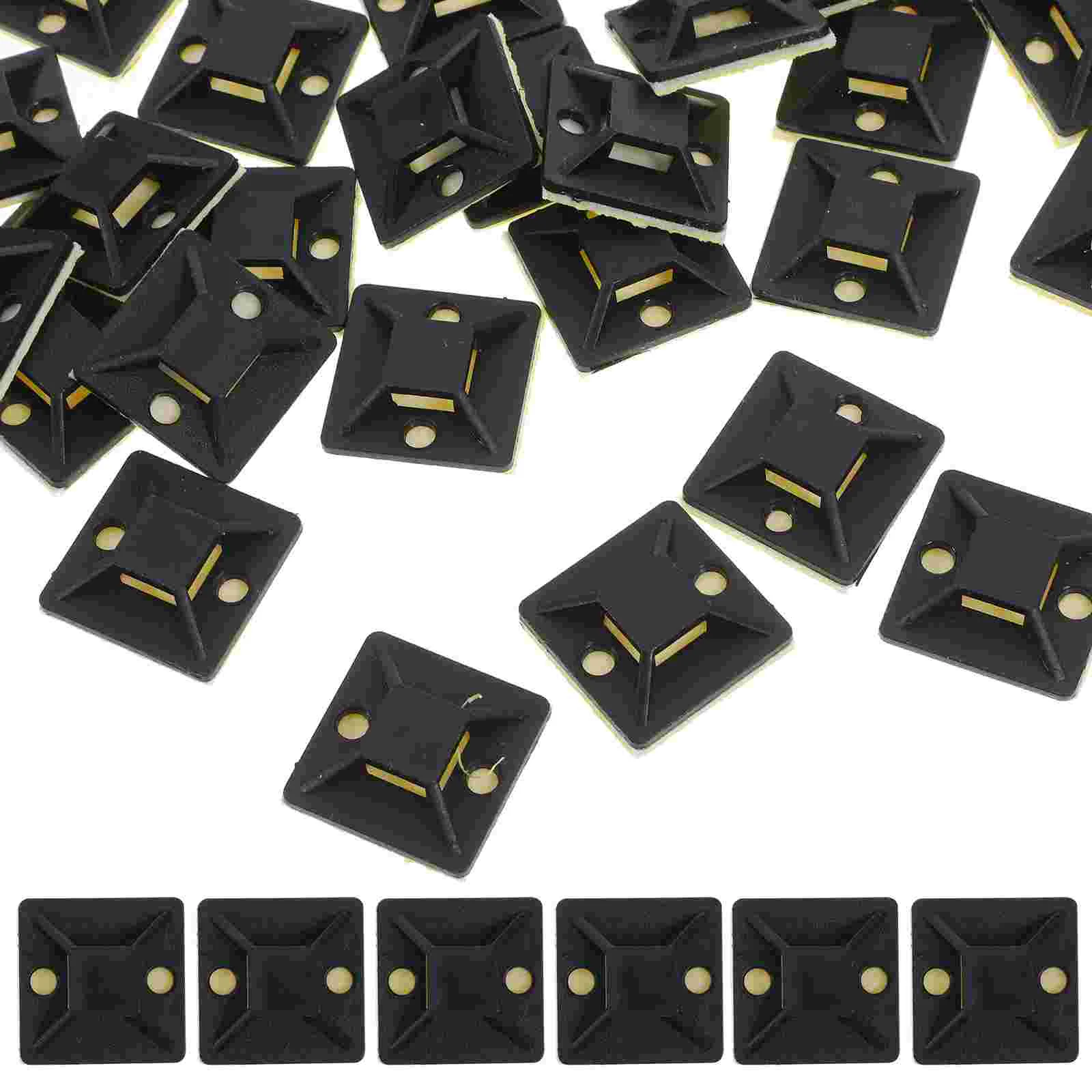 Cable Organizer Tie Base Black Zip up Mount Adhesive Yellow Gum Anchors Wire Holders for Cords