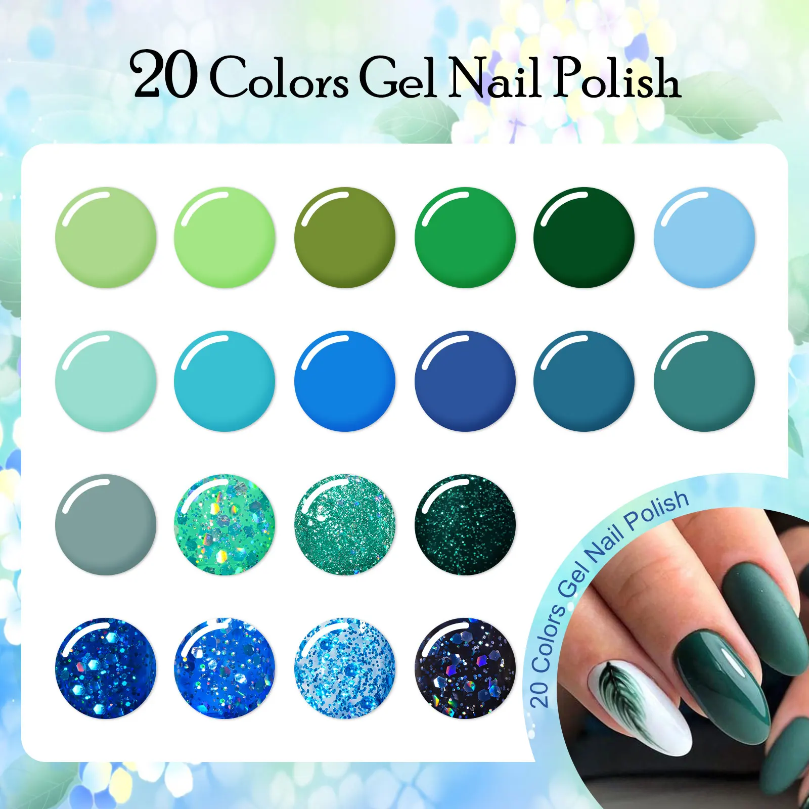 MSRUIOO 8ml Niebiesko-zielony żelowy lakier do paznokci Kolorowy brokat Półtrwały lakier żelowy UV do paznokci Manicure DIY Design