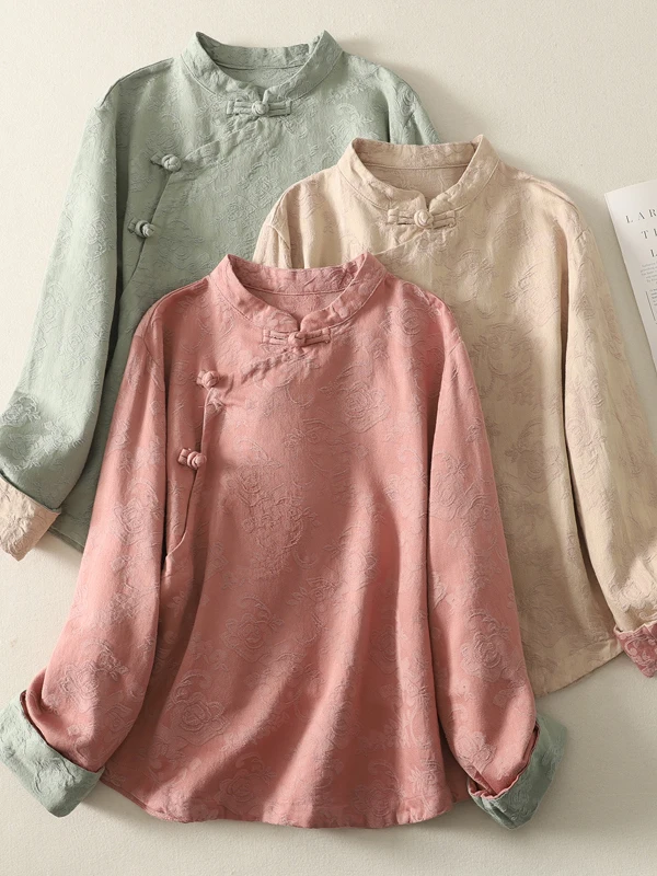 Novo chinês sle longo sve bordado irt feminino primavera outono vintage botão lateral tang traje irt gola