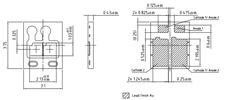 KW H2L531. TE 6W 2-chip white light car headlights, high and low beams, fog lights