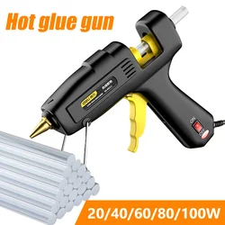 80W 100W Glue Gun Hot 3.6V Silicone Gun Hot Melt Glue Gun with 20pcs Premium Glue Sticks for DIY Crafts Arts DIY Tools