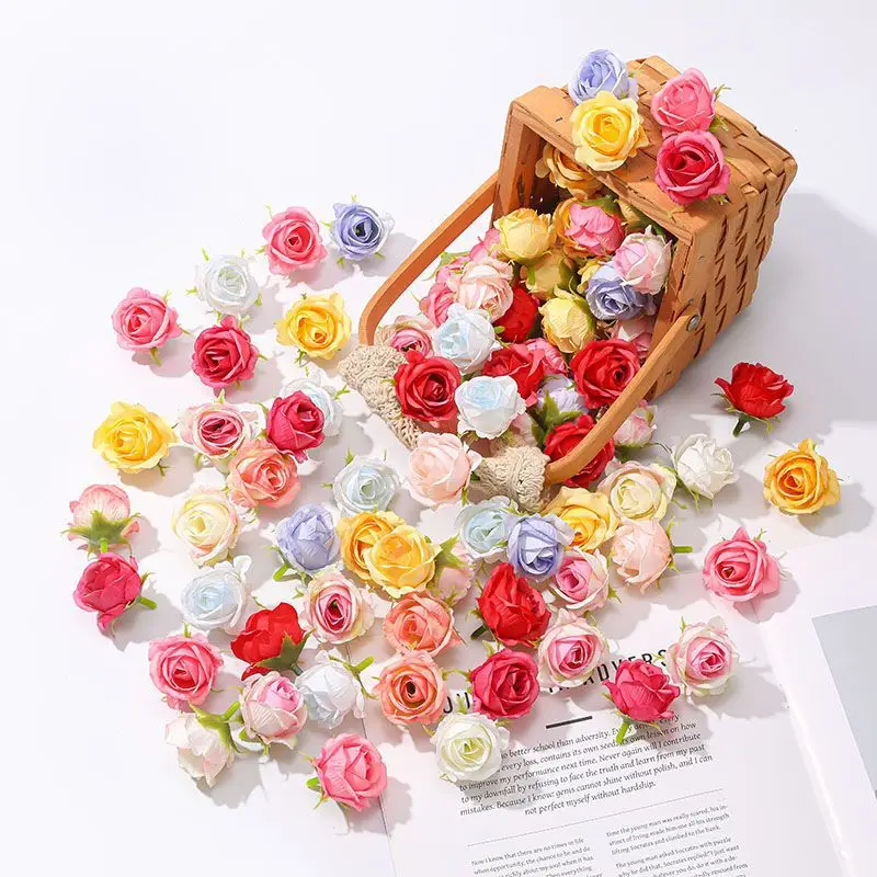 10/20/50 Stück künstliche Rosenblüten, 4 cm, Seidenblumen für Hochzeitsdekoration, Heimdekoration, Girlande, Bastelzubehör, Geschenkzubehör – Detail 4