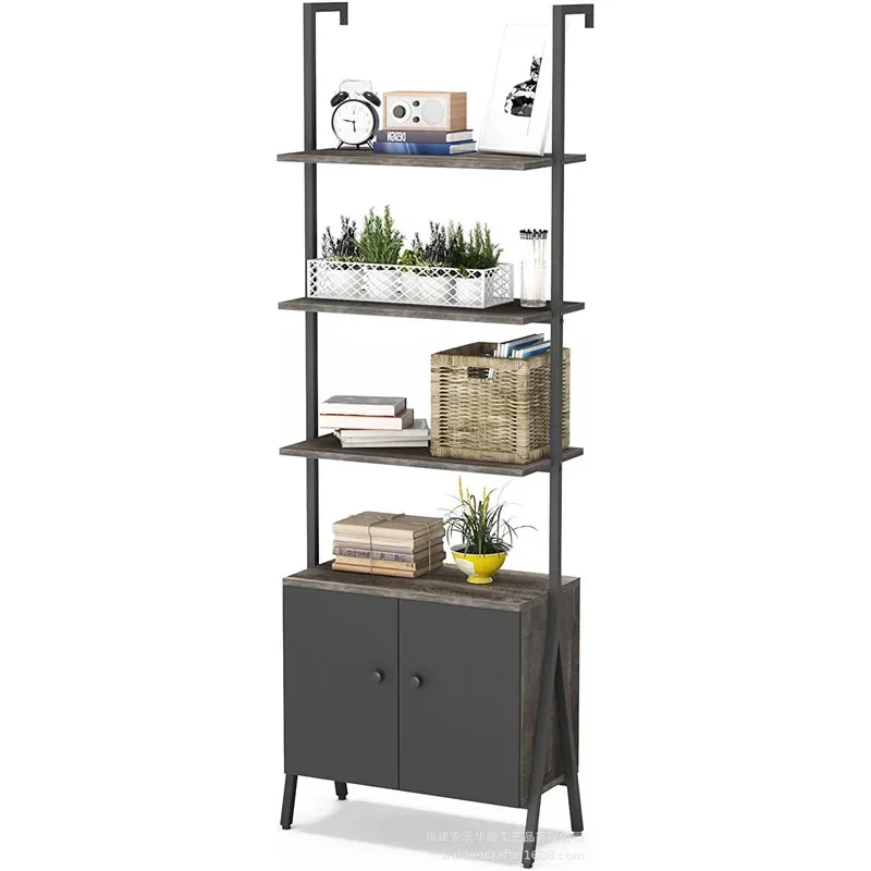 Wrought iron ladder bookshelf multi-layer bookcase storage cabinet household indoor living room shelf