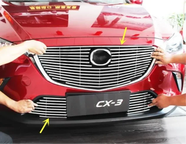 For Mazda CX-3 2017-2019 aluminum alloy front bumper grille air intake grille Insect decorative protection car accessories