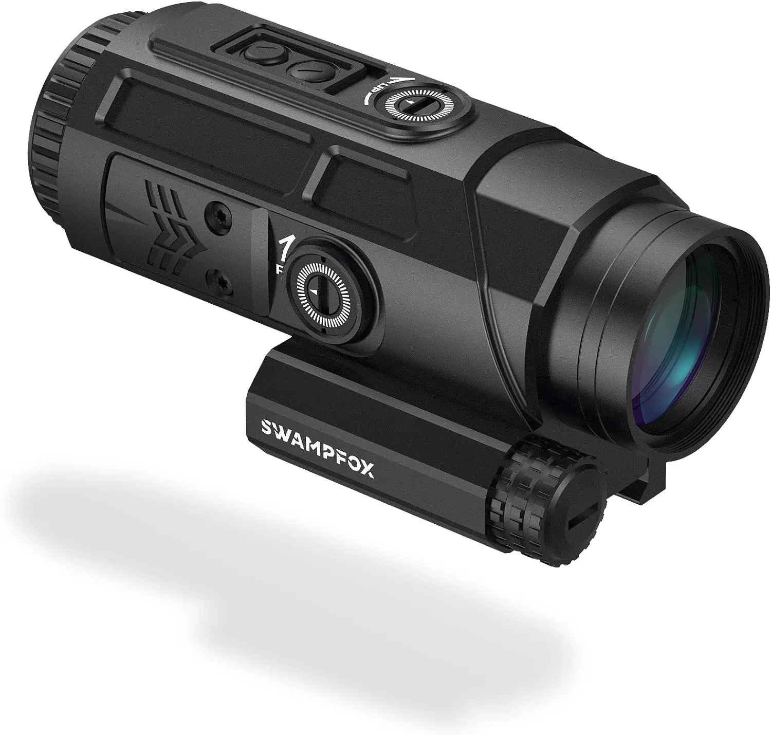 Swampfox Saber 5X Prism Scope Red/Green Strike MOA Reticle 90° Sidecar Motion Sensing Auto-On Shake N’ Wake Technology