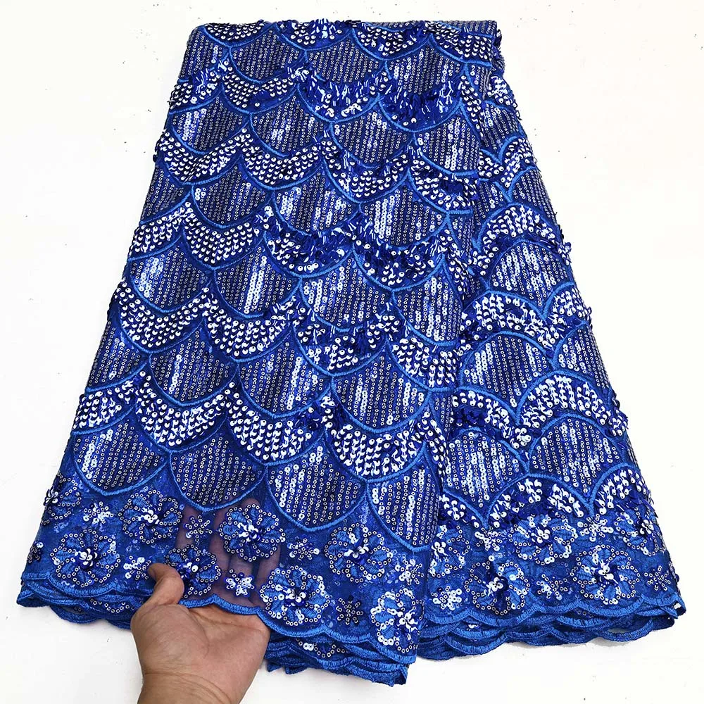 여성 우아한 스팽글 레이스 웨딩 패브릭 아프리카 레이스 5 야드 Tulle 나이지리아 파티 이브닝 ​​드레스 스팽글 레이스 소재