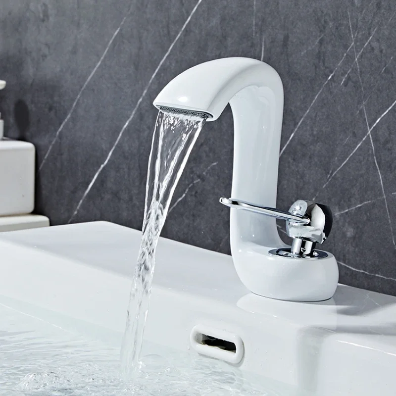 Bathroom Basin Faucet Modern Waterfall Mixer Tap Brass Washbasin Faucet Single Handle Single Hole Elegant for Bathroom